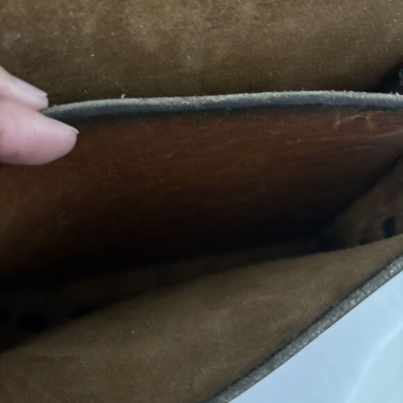 VTG Boho Thick Leather Latch Handmade Saddle Bag 70s Crossbody Purse - Picture 16 of 16